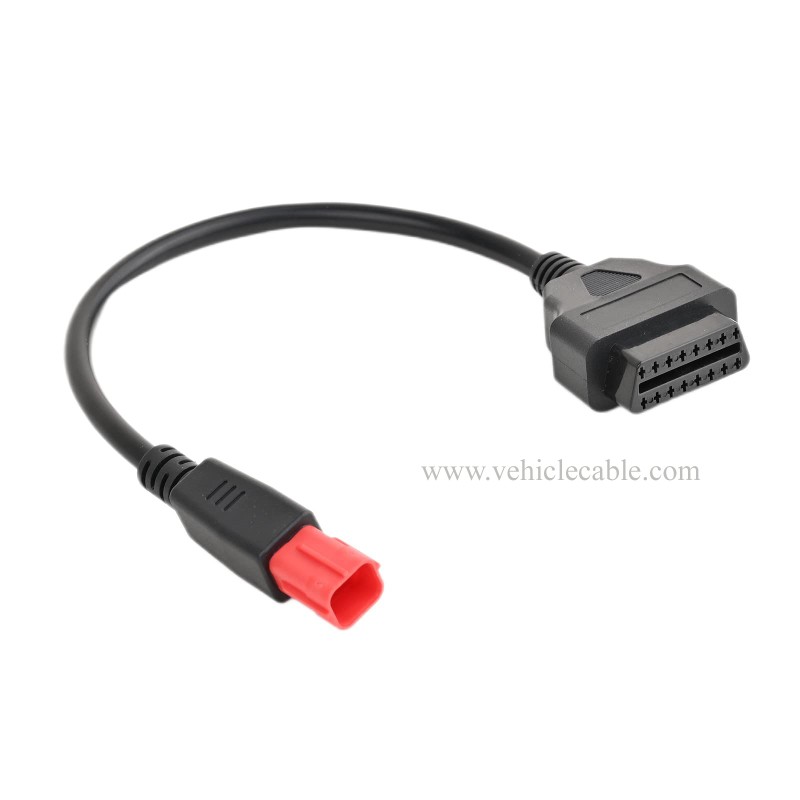 OLLGEN 30cm/12 6 Pin Male to OBD2 16Pin Diagnostic Scanner Adapter Fits for Motorcycles OBD Female Adapter Cable 