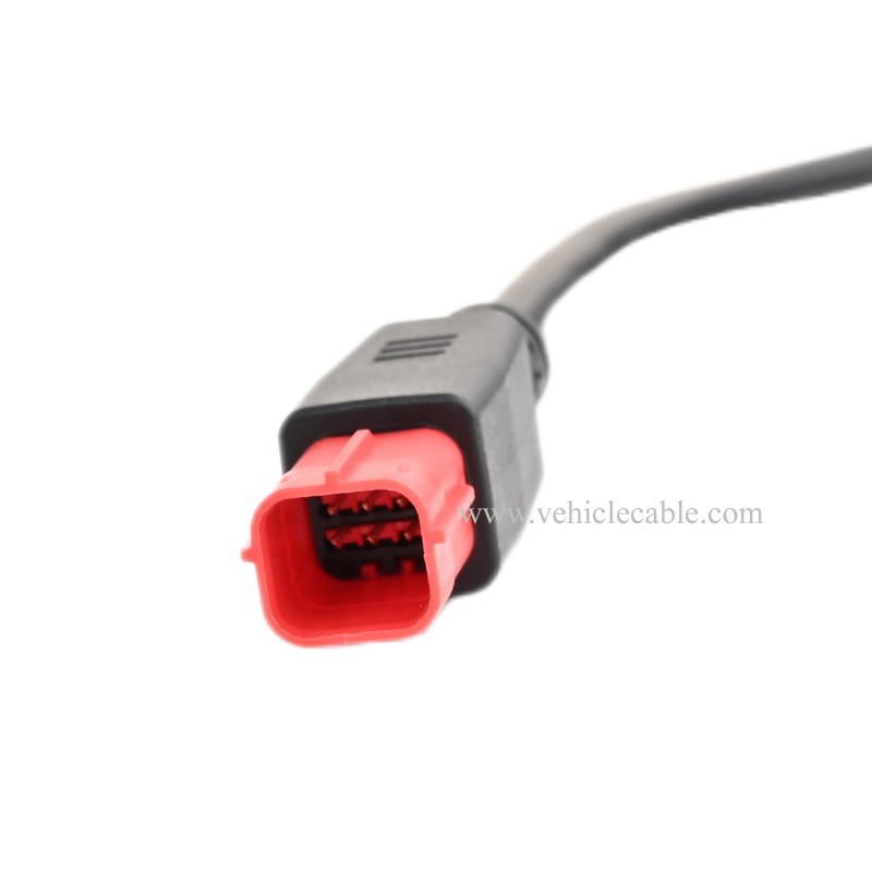 OLLGEN 30cm/12 6 Pin Male to OBD2 16Pin Diagnostic Scanner Adapter Fits for Motorcycles OBD Female Adapter Cable 