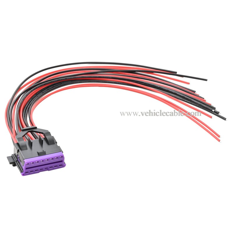 OLLGEN 30cm / 12" 16 Pin J1962 OBD2 Female Connector to Open Cable OBDII Dash Port Pigtail Fixed Wire Harness Fixed Harness 
