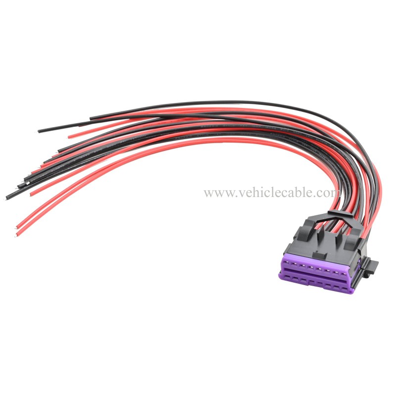 OLLGEN 30cm / 12" 16 Pin J1962 OBD2 Female Connector to Open Cable OBDII Dash Port Pigtail Fixed Wire Harness Fixed Harness 