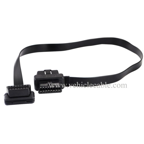 OLLGEN 60cm/2ft Ultra Slim Flat Ribbon 16 Pin Female to Male/Female OBD OBDII OBD2 Extension Cable Car Diagnostic Extender Connector Adapter