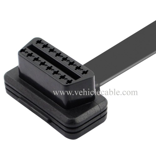 OLLGEN 60cm/2ft Ultra Slim Flat Ribbon 16 Pin Female to Male/Female OBD OBDII OBD2 Extension Cable Car Diagnostic Extender Connector Adapter