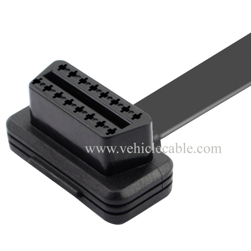 OLLGEN 60cm/2ft Ultra Slim Flat Ribbon 16 Pin Female to Male/Female OBD OBDII OBD2 Extension Cable Car Diagnostic Extender Connector Adapter 