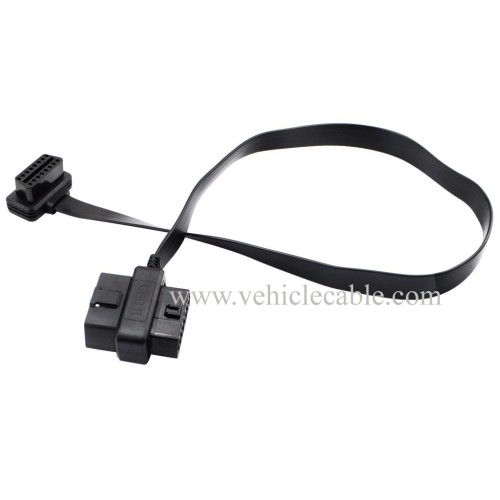 OLLGEN 60cm/2ft Ultra Slim Flat Ribbon 16 Pin Female to Male/Female OBD OBDII OBD2 Extension Cable Car Diagnostic Extender Connector Adapter