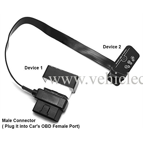 OLLGEN 60cm/2ft Ultra Slim Flat Ribbon 16 Pin Female to Male/Female OBD OBDII OBD2 Extension Cable Car Diagnostic Extender Connector Adapter