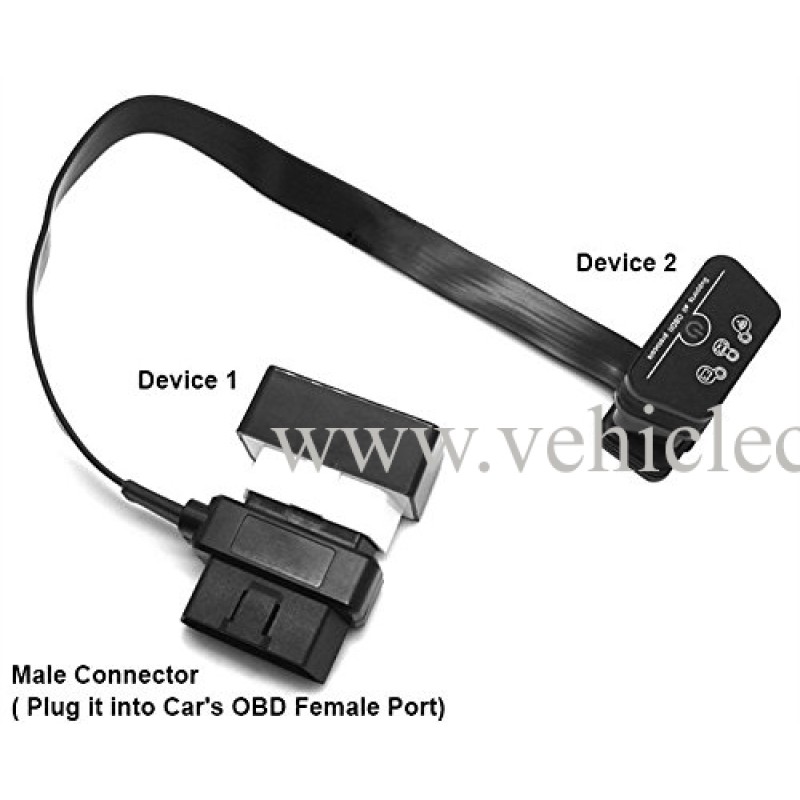 OLLGEN 60cm/2ft Ultra Slim Flat Ribbon 16 Pin Female to Male/Female OBD OBDII OBD2 Extension Cable Car Diagnostic Extender Connector Adapter 