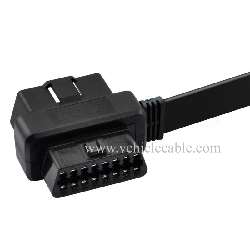 OLLGEN 60cm/2ft Ultra Slim Flat Ribbon 16 Pin Female to Male/Female OBD OBDII OBD2 Extension Cable Car Diagnostic Extender Connector Adapter 