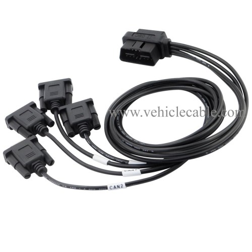 OLLGEN 2.1M 6.9ft 1 OBD Male Interface to DB9 Serial RS232 4 Female Port OBD2 OBDII 16 Pin OBD Cable Adapter Diagnostic Extension Cord Connector (OBD Male/Female Port to DB9 Cable)