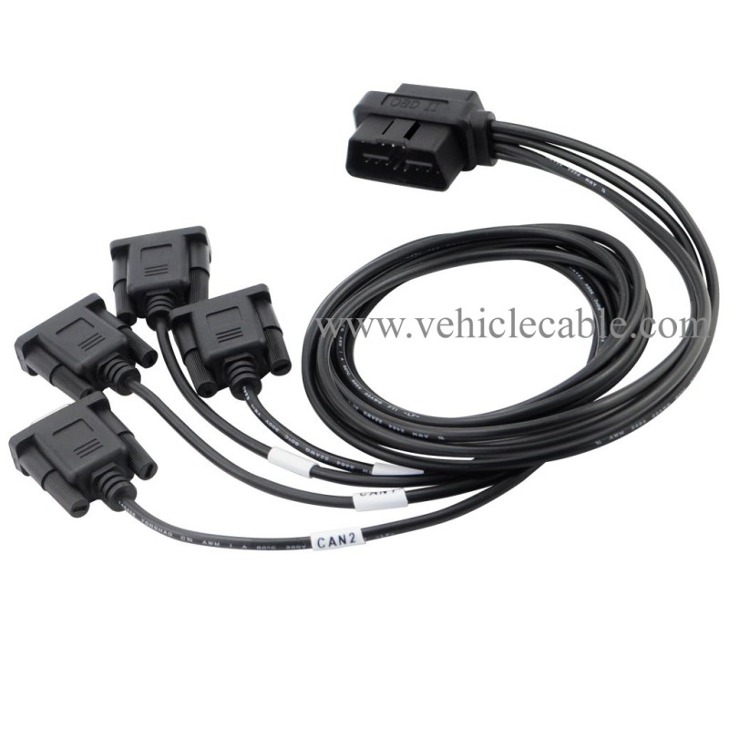 OLLGEN 2.1M 6.9ft 1 OBD Male Interface to DB9 Serial RS232 4 Female Port OBD2 OBDII 16 Pin OBD Cable Adapter Diagnostic Extension Cord Connector (OBD Male/Female Port to DB9 Cable) 