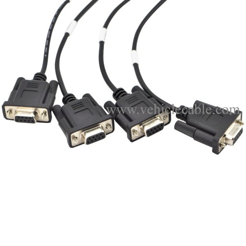 OLLGEN 2.1M 6.9ft 1 OBD Male Interface to DB9 Serial RS232 4 Female Port OBD2 OBDII 16 Pin OBD Cable Adapter Diagnostic Extension Cord Connector (OBD Male/Female Port to DB9 Cable)