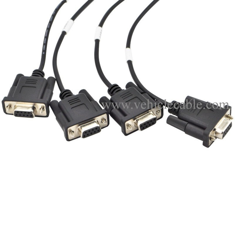 OLLGEN 2.1M 6.9ft 1 OBD Male Interface to DB9 Serial RS232 4 Female Port OBD2 OBDII 16 Pin OBD Cable Adapter Diagnostic Extension Cord Connector (OBD Male/Female Port to DB9 Cable) 