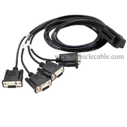 OLLGEN 2.1M 6.9ft 1 OBD Male Interface to DB9 Serial RS232 4 Female Port OBD2 OBDII 16 Pin OBD Cable Adapter Diagnostic Extension Cord Connector (OBD Male/Female Port to DB9 Cable)