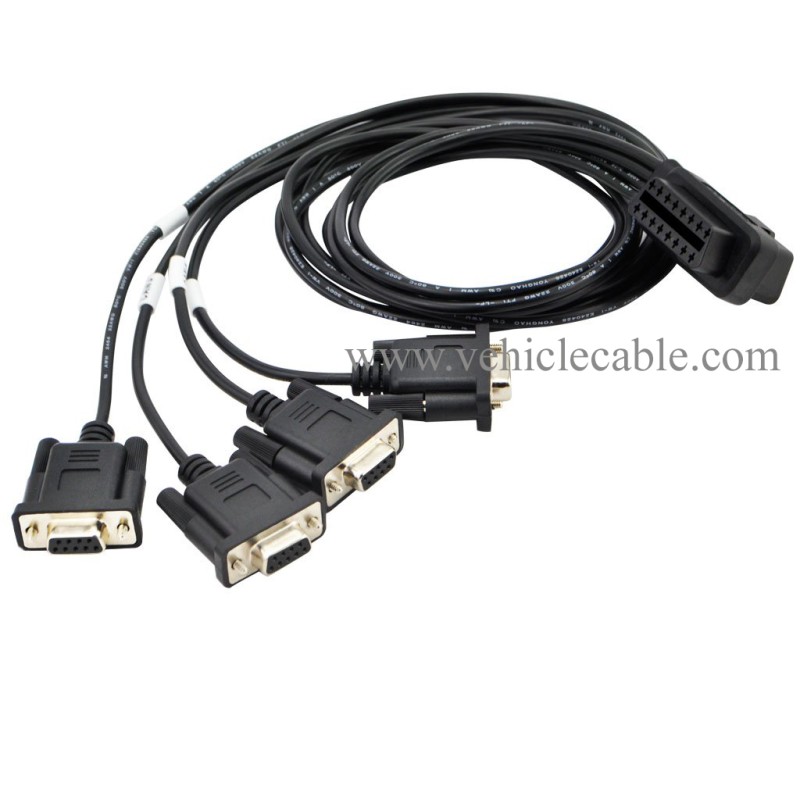 OLLGEN 2.1M 6.9ft 1 OBD Male Interface to DB9 Serial RS232 4 Female Port OBD2 OBDII 16 Pin OBD Cable Adapter Diagnostic Extension Cord Connector (OBD Male/Female Port to DB9 Cable) 