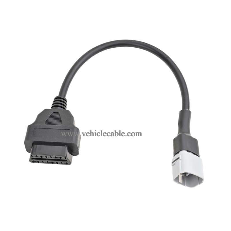 OLLGEN 1ft 30cm 6 Pin to OBD 16 Pin Motorbike OBD II Adapter,Motorcycle OBD2 Diagnostic Cable