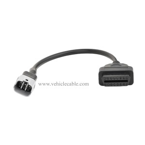 OLLGEN 1ft 30cm 6 Pin to OBD 16 Pin Motorbike OBD II Adapter,Motorcycle OBD2 Diagnostic Cable 