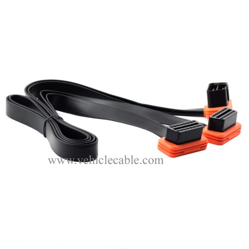 OLLGEN 3.3 Feet 1M 39" OBD II OBD2 16 Pin Ultra Flat Low Profile 1 Male Splitter to 2 Female Extension Cable Car Diagnostic Extender Cord Adapter