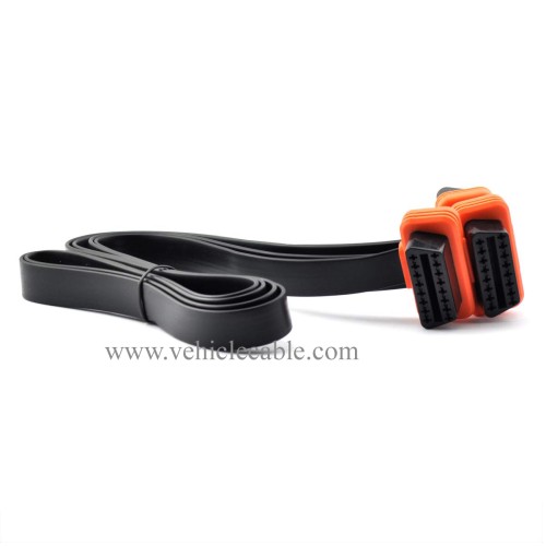 OLLGEN 3.3 Feet 1M 39" OBD II OBD2 16 Pin Ultra Flat Low Profile 1 Male Splitter to 2 Female Extension Cable Car Diagnostic Extender Cord Adapter