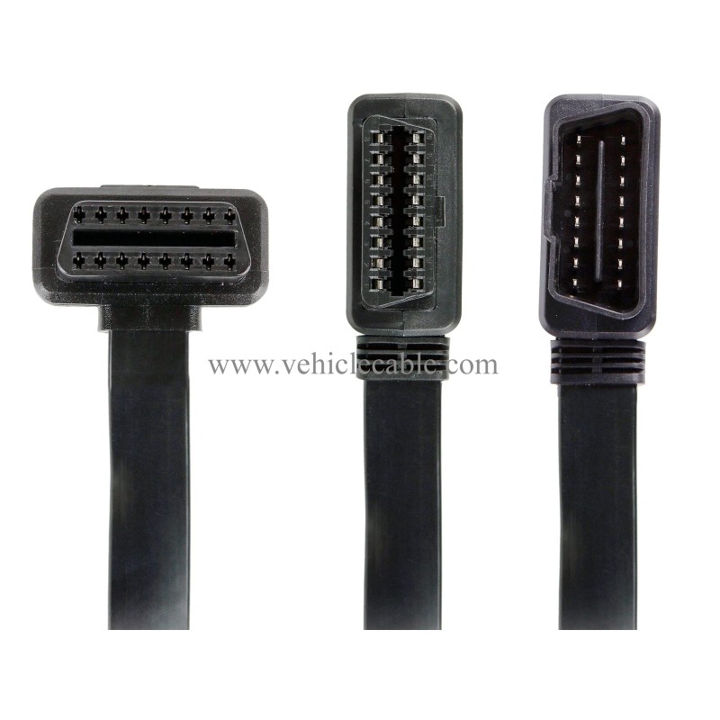 OLLGEN 30cm 16 Pin OBD II OBD2 Splitter Cable Car Diagnostic Female to 1x Male and 1 x Female Extension Cord Adapter 