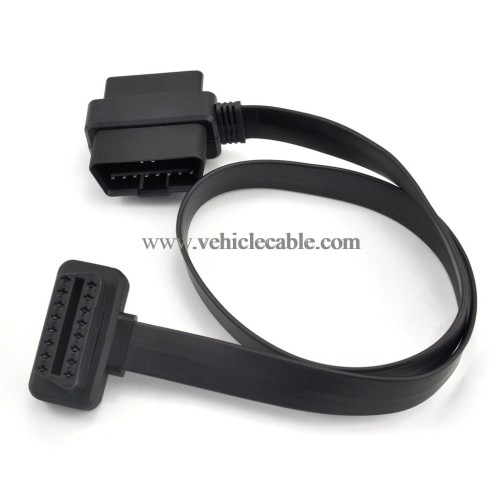 OLLGEN 20 inch/50 cm OBD2 Splitter Cable OBD-II 16 Pin Female to Male/Female Extension Connector Flat Cable Car Diagnostic System Cord Black