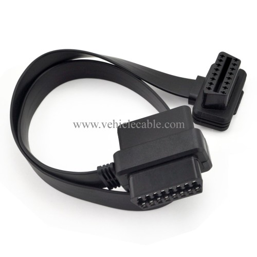 OLLGEN 20 inch/50 cm OBD2 Splitter Cable OBD-II 16 Pin Female to Male/Female Extension Connector Flat Cable Car Diagnostic System Cord Black