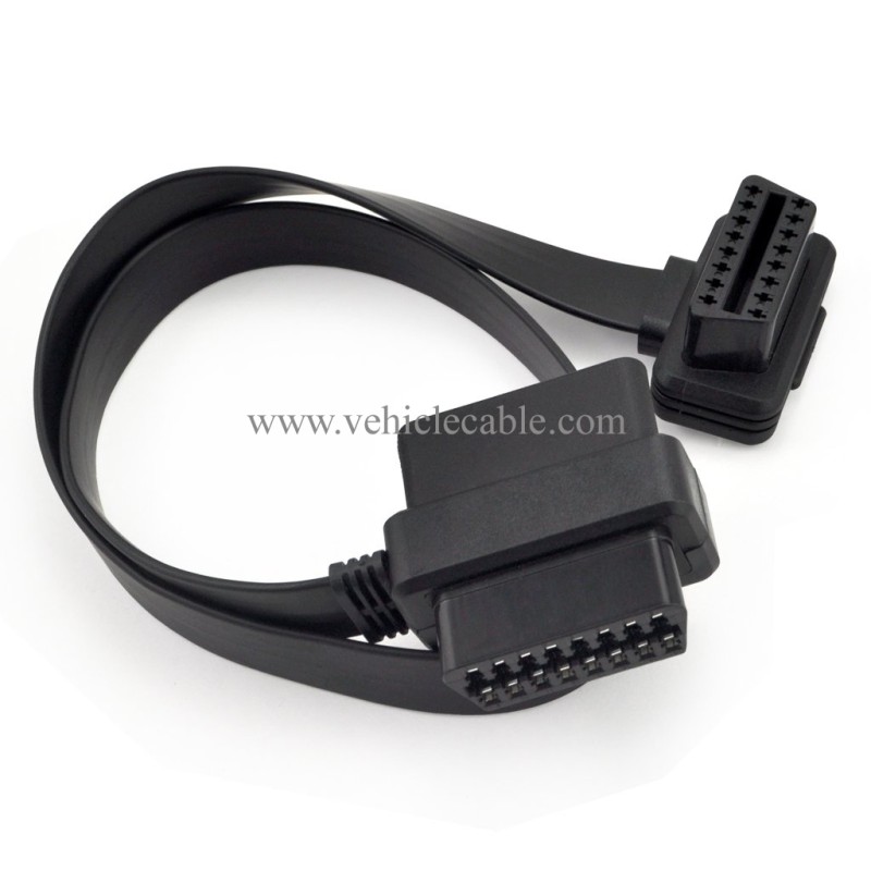 OLLGEN 20 inch/50 cm OBD2 Splitter Cable OBD-II 16 Pin Female to Male/Female Extension Connector Flat Cable Car Diagnostic System Cord Black 