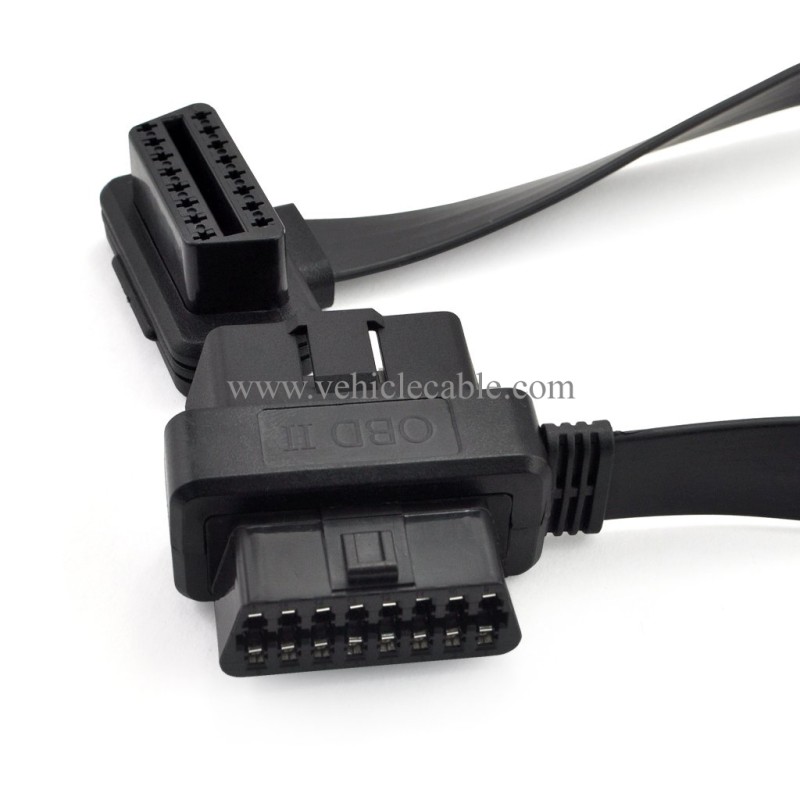 OLLGEN 20 inch/50 cm OBD2 Splitter Cable OBD-II 16 Pin Female to Male/Female Extension Connector Flat Cable Car Diagnostic System Cord Black 