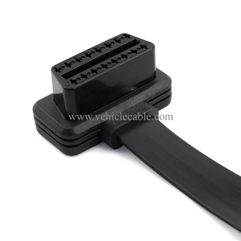 OLLGEN 20 inch/50 cm OBD2 Splitter Cable OBD-II 16 Pin Female to Male/Female Extension Connector Flat Cable Car Diagnostic System Cord Black 