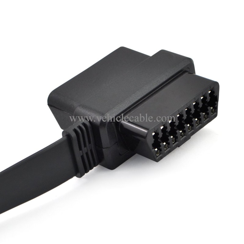OLLGEN 20 inch/50 cm OBD2 Splitter Cable OBD-II 16 Pin Female to Male/Female Extension Connector Flat Cable Car Diagnostic System Cord Black 