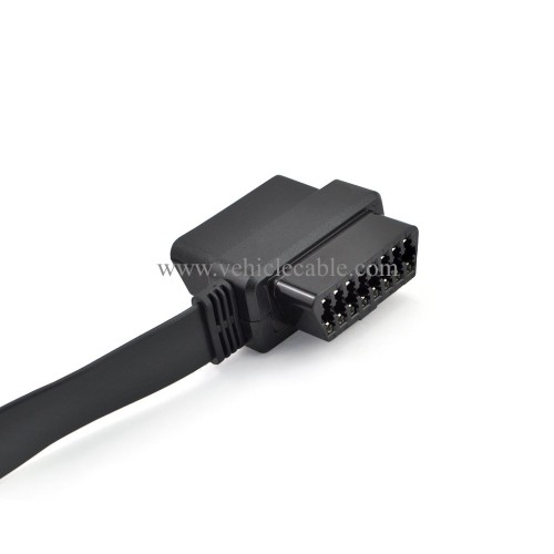 OLLGEN 20 inch/50 cm OBD2 Splitter Cable OBD-II 16 Pin Female to Male/Female Extension Connector Flat Cable Car Diagnostic System Cord Black