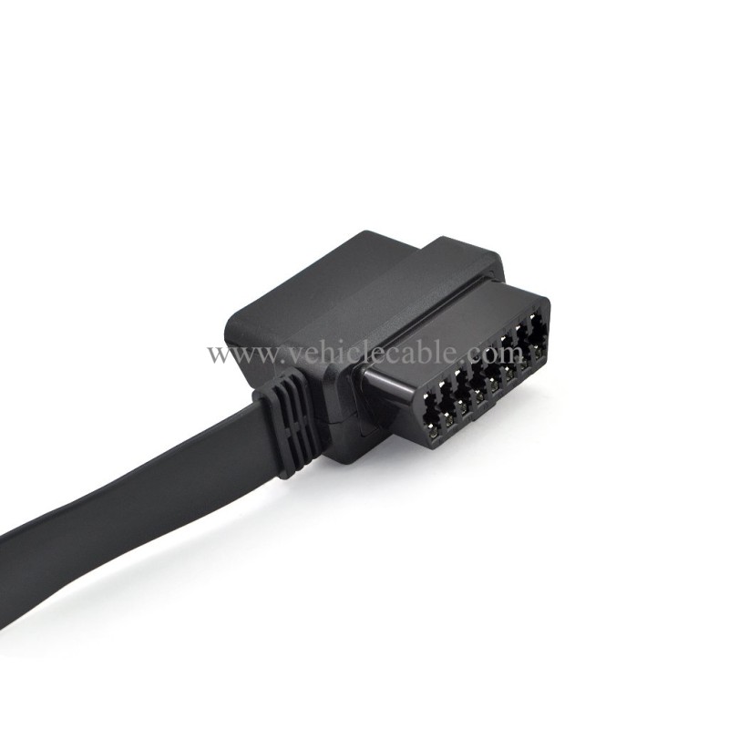 OLLGEN 20 inch/50 cm OBD2 Splitter Cable OBD-II 16 Pin Female to Male/Female Extension Connector Flat Cable Car Diagnostic System Cord Black 