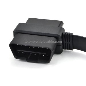 OLLGEN 20 inch/50 cm OBD2 Splitter Cable OBD-II 16 Pin Female to Male/Female Extension Connector Flat Cable Car Diagnostic System Cord Black 