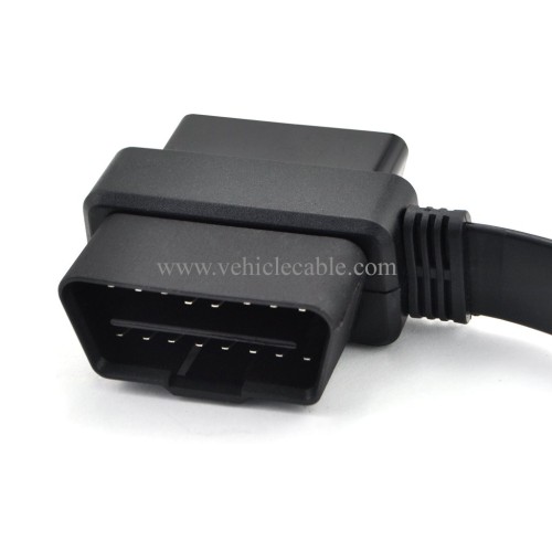 OLLGEN 20 inch/50 cm OBD2 Splitter Cable OBD-II 16 Pin Female to Male/Female Extension Connector Flat Cable Car Diagnostic System Cord Black