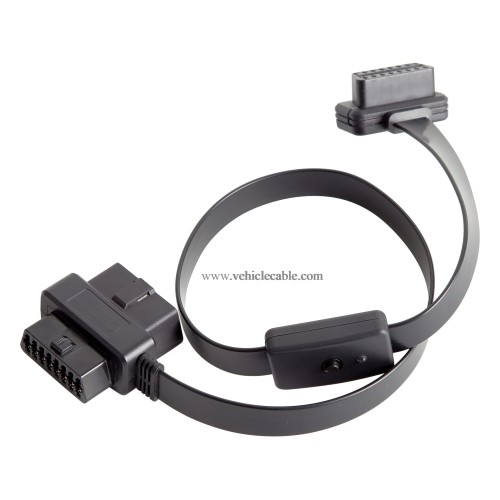 OLLGEN 60cm 2ft OBD II OBD2 16 Pin Car Diagnostic Splitter Cord Female to Male/Female Extension Cable Adapter with Power Switch