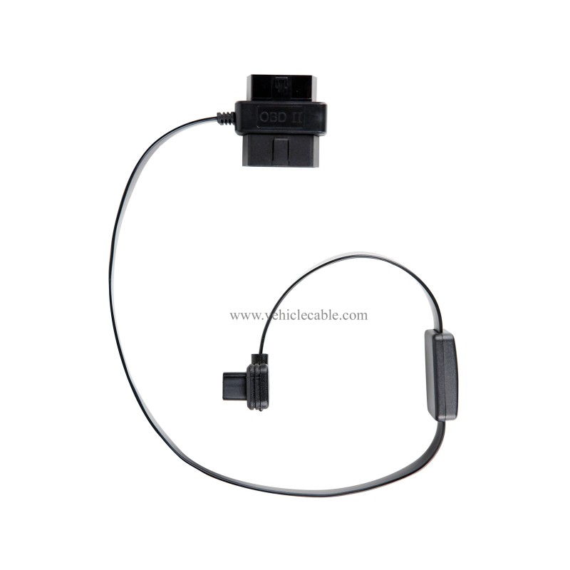 OLLGEN 60cm 2ft OBD II OBD2 16 Pin Car Diagnostic Splitter Cord Female to Male/Female Extension Cable Adapter with Power Switch 