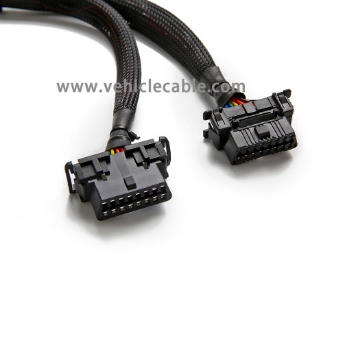 10pcs bbfly-B6 OBD II OBD2 16 Pin Splitter Extension 1x Male and 2X Female Extension Cable Adapter (1FT/30CM) 