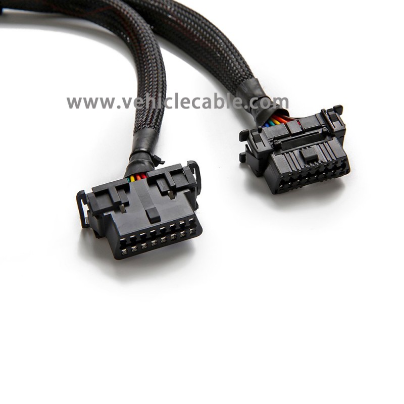 10pcs bbfly-B6 OBD II OBD2 16 Pin Splitter Extension 1x Male and 2X Female Extension Cable Adapter (1FT/30CM)  