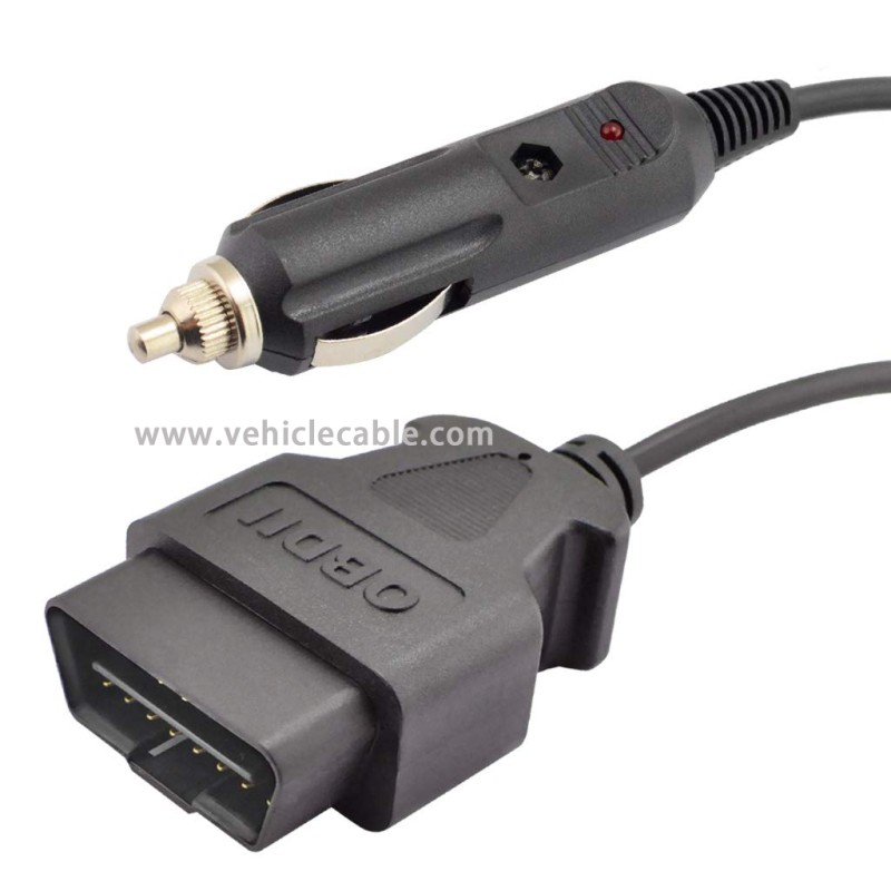 OLLGEN 3M/10ft OBD II Vehicle ECU Emergency Power Supply Cable Memory Saver with Alligator Clip-On 12V Car Battery Cigarette Lighter Power Socket Extension Cable 