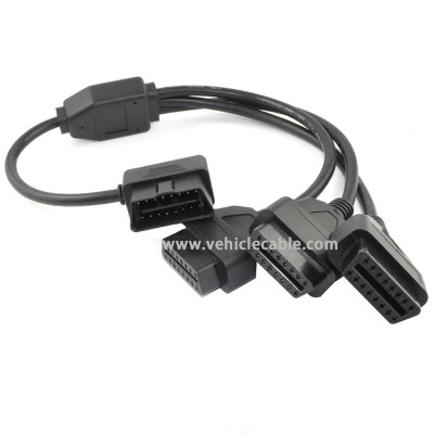 OLLGEN OBD2 Splitter Cable,OBD-II Extension Cable,1 Male to 3 Female Car Diagnostic Extender Cord Adapter,16 Pin Right Angle,1.6ft/50cm
