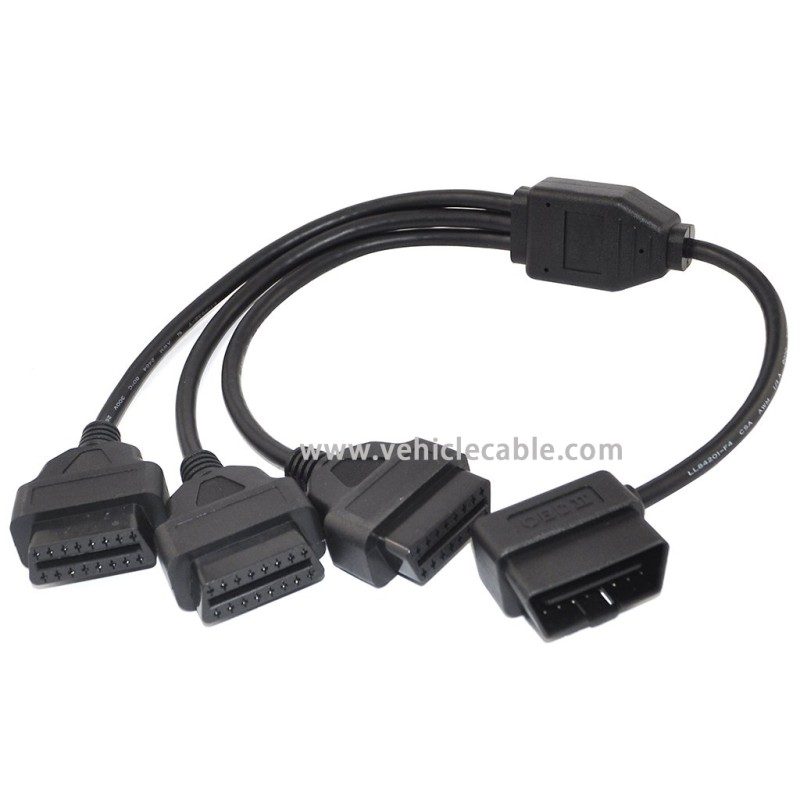 OLLGEN OBD2 Splitter Cable,OBD-II Extension Cable,1 Male to 3 Female Car Diagnostic Extender Cord Adapter,16 Pin Right Angle,1.6ft/50cm 