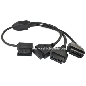 OLLGEN OBD2 Splitter Cable,OBD-II Extension Cable,1 Male to 3 Female Car Diagnostic Extender Cord Adapter,16 Pin Right Angle,1.6ft/50cm 