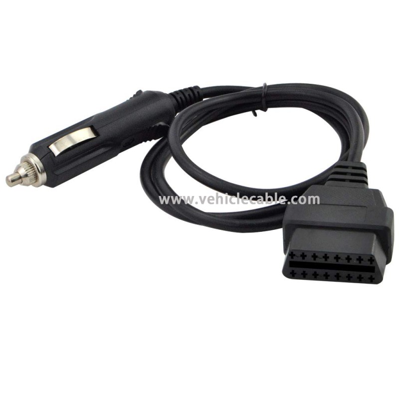 OLLGEN 1M/3.3ft Car OBD2 Vehicle ECU Emergency Power Supply Cable Car Memory Save Any 12V DC Power Source with Cigarette Lighter to OBD Female Connector Cable Adapter Black