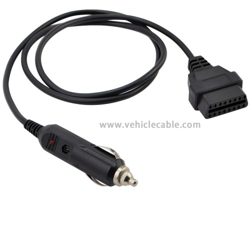 OLLGEN 1M/3.3ft Car OBD2 Vehicle ECU Emergency Power Supply Cable Car Memory Save Any 12V DC Power Source with Cigarette Lighter to OBD Female Connector Cable Adapter Black