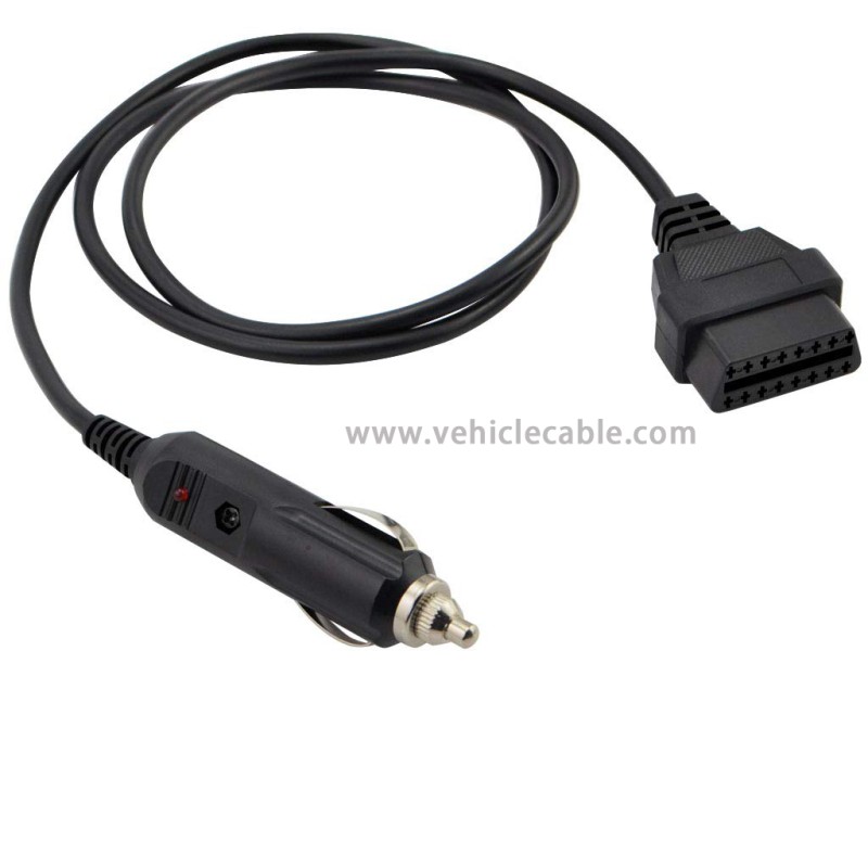 OLLGEN 1M/3.3ft Car OBD2 Vehicle ECU Emergency Power Supply Cable Car Memory Save Any 12V DC Power Source with Cigarette Lighter to OBD Female Connector Cable Adapter Black 