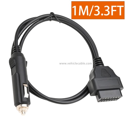 OLLGEN 1M/3.3ft Car OBD2 Vehicle ECU Emergency Power Supply Cable Car Memory Save Any 12V DC Power Source with Cigarette Lighter to OBD Female Connector Cable Adapter Black