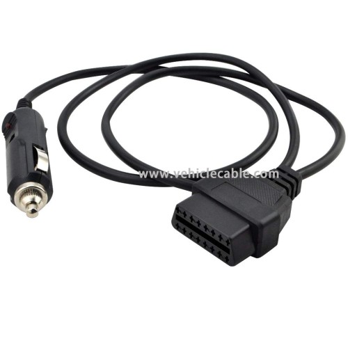 OLLGEN 1M/3.3ft Car OBD2 Vehicle ECU Emergency Power Supply Cable Car Memory Save Any 12V DC Power Source with Cigarette Lighter to OBD Female Connector Cable Adapter Black