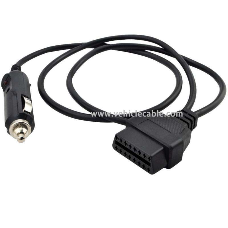 OLLGEN 1M/3.3ft Car OBD2 Vehicle ECU Emergency Power Supply Cable Car Memory Save Any 12V DC Power Source with Cigarette Lighter to OBD Female Connector Cable Adapter Black 