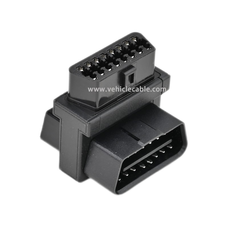OLLGEN Mini Size OBD2 OBDII Full 16 Pin Male to Dual Female Adapter for Diagnostic Extender 1 to 2 OBD 2 Port Extension Converter Connector 