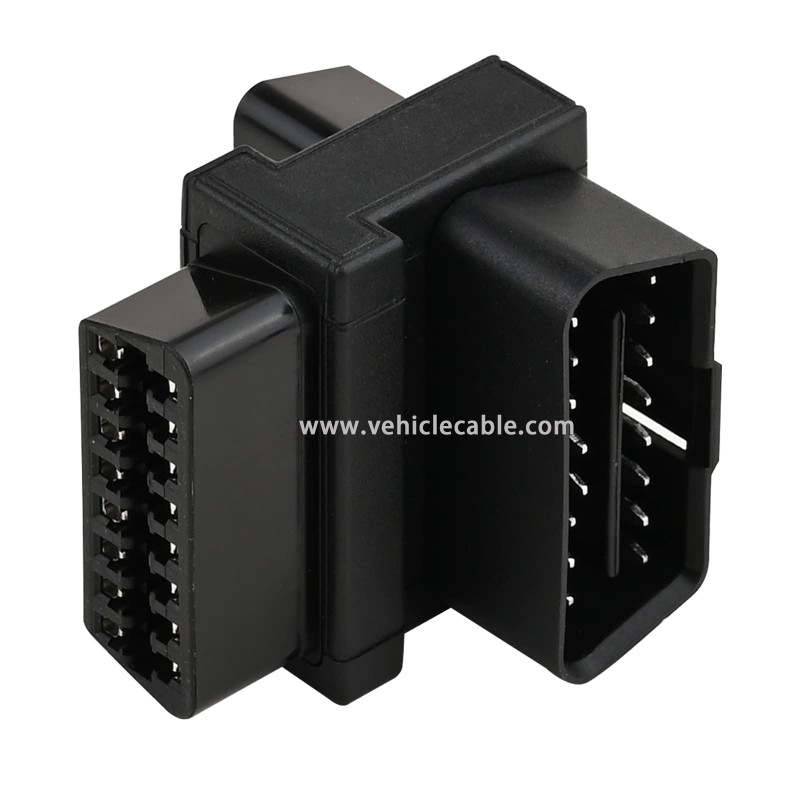 OLLGEN Mini Size OBD2 OBDII Full 16 Pin Male to Dual Female Adapter for Diagnostic Extender 1 to 2 OBD Port Extension Converter Connector 
