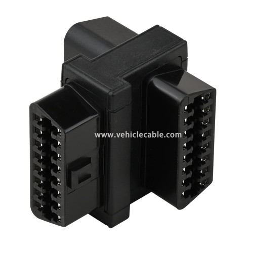 OLLGEN Mini Size OBD2 OBDII Full 16 Pin Male to Dual Female Adapter for Diagnostic Extender 1 to 2 OBD Port Extension Converter Connector