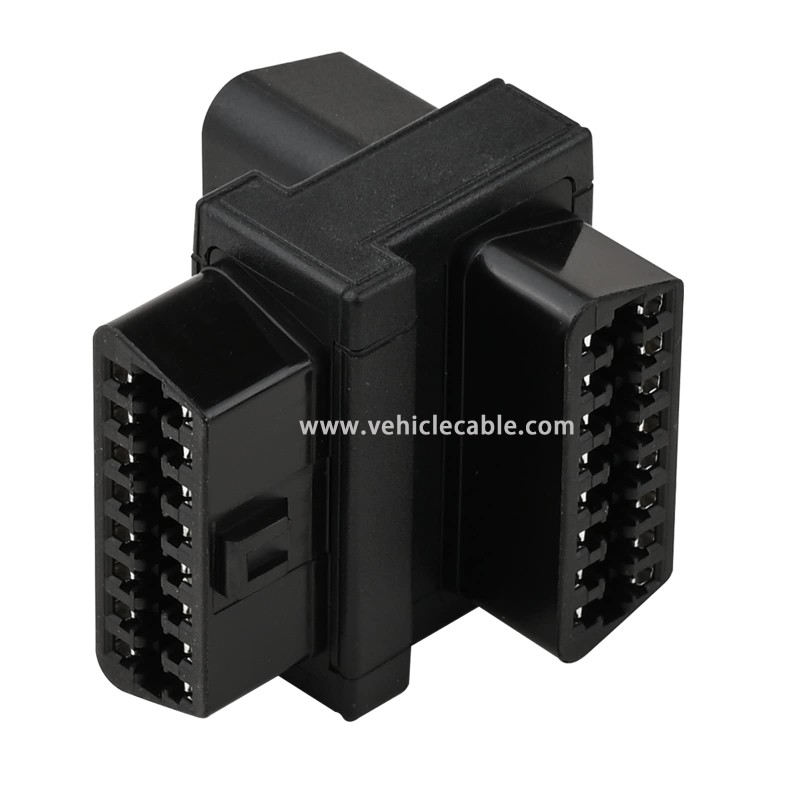OLLGEN Mini Size OBD2 OBDII Full 16 Pin Male to Dual Female Adapter for Diagnostic Extender 1 to 2 OBD Port Extension Converter Connector 